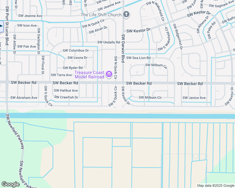 map of restaurants, bars, coffee shops, grocery stores, and more near 241 Southwest South Quick Circle in Port St. Lucie
