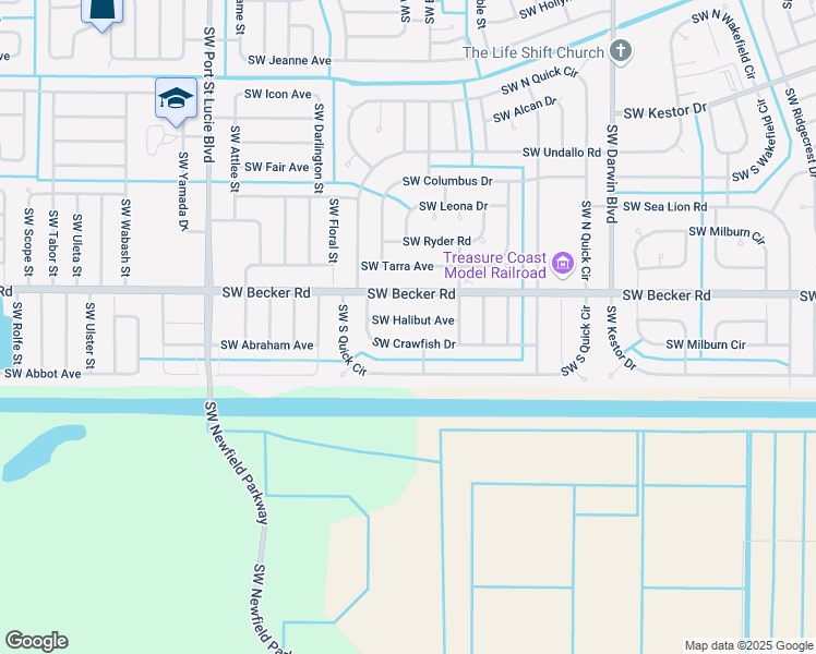map of restaurants, bars, coffee shops, grocery stores, and more near 514 Southwest Halibut Avenue in Port St. Lucie