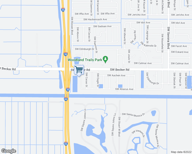 map of restaurants, bars, coffee shops, grocery stores, and more near 4634 Southwest Eagle Street in Port St. Lucie