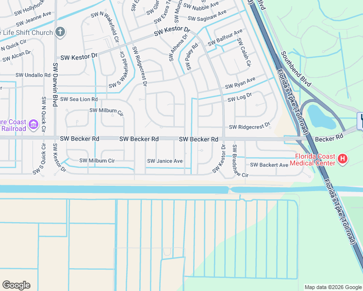 map of restaurants, bars, coffee shops, grocery stores, and more near 4631 Southwest Athena Drive in Port St. Lucie