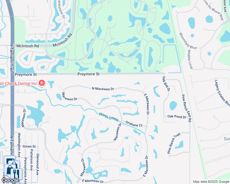 map of restaurants, bars, coffee shops, grocery stores, and more near 621 North Macewen Drive in Osprey