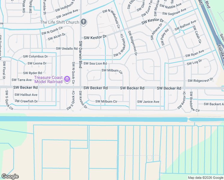map of restaurants, bars, coffee shops, grocery stores, and more near 230 Southwest Becker Road in Port St. Lucie