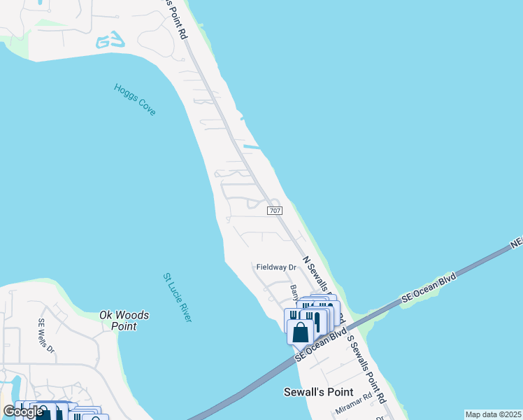 map of restaurants, bars, coffee shops, grocery stores, and more near 16 Perriwinkle Lane in Stuart