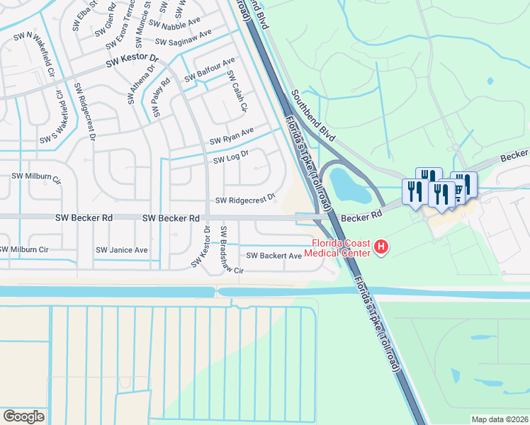 map of restaurants, bars, coffee shops, grocery stores, and more near 4542 Southwest Duo Court in Port St. Lucie