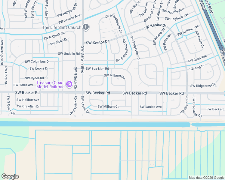map of restaurants, bars, coffee shops, grocery stores, and more near 235 Southwest Becker Road in Port St. Lucie