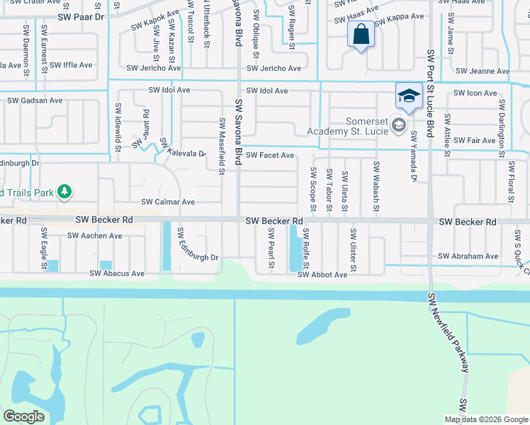 map of restaurants, bars, coffee shops, grocery stores, and more near 1071 Southwest Becker Road in Port St. Lucie