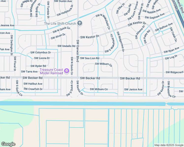 map of restaurants, bars, coffee shops, grocery stores, and more near 140 Southwest Euler Avenue in Port St. Lucie