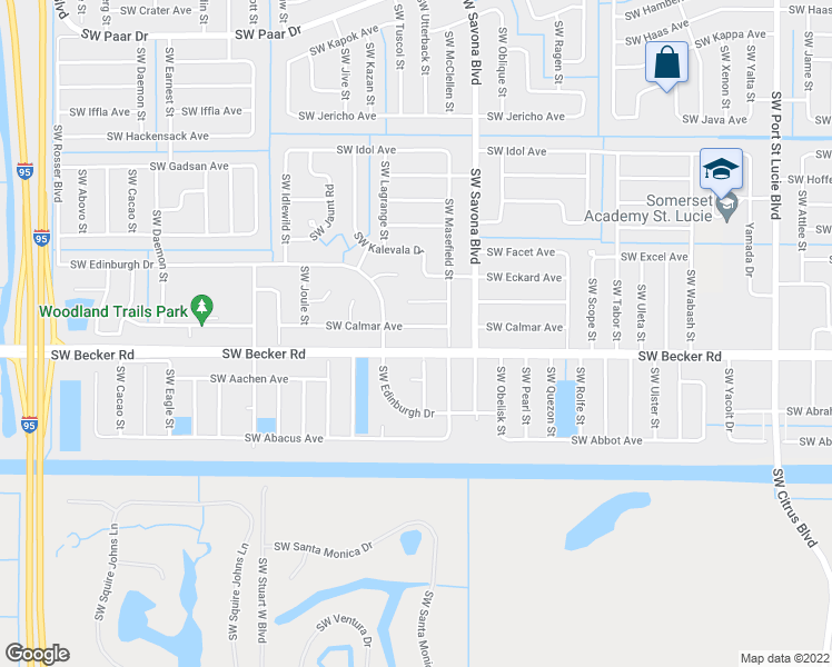 map of restaurants, bars, coffee shops, grocery stores, and more near 1241 Southwest Becker Road in Port St. Lucie