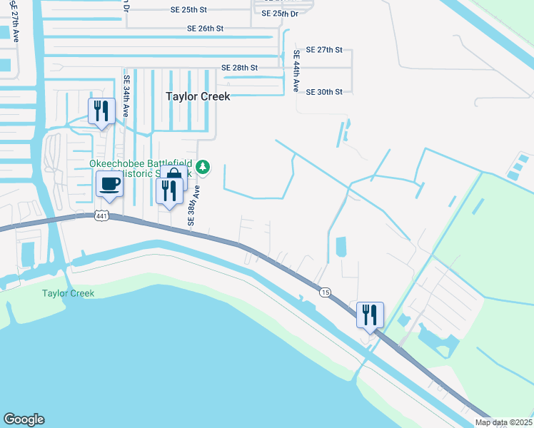 map of restaurants, bars, coffee shops, grocery stores, and more near 3625 Southeast 42nd Place in Okeechobee