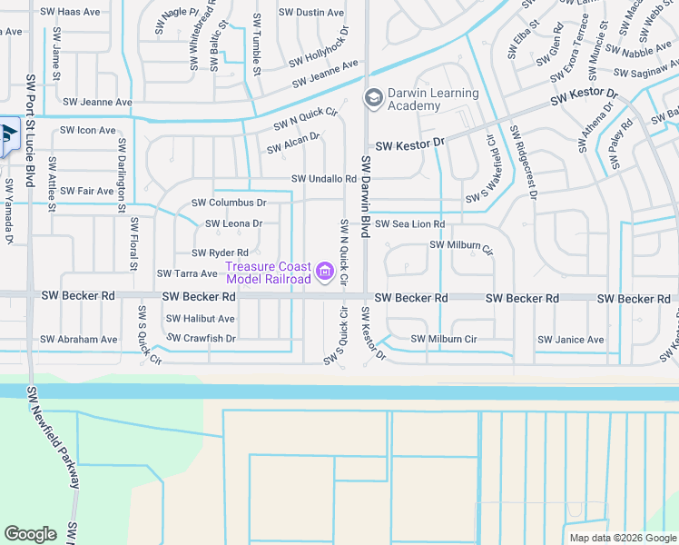 map of restaurants, bars, coffee shops, grocery stores, and more near 202 Southwest North Quick Circle in Port St. Lucie