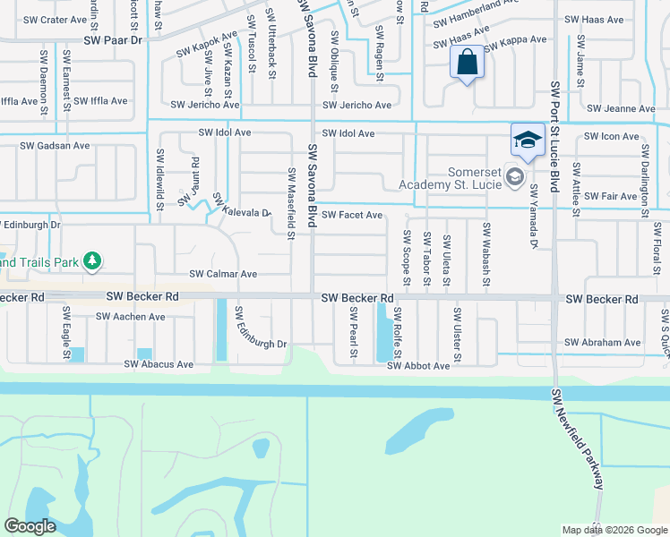 map of restaurants, bars, coffee shops, grocery stores, and more near 1057 Southwest Dartmouth Avenue in Port St. Lucie