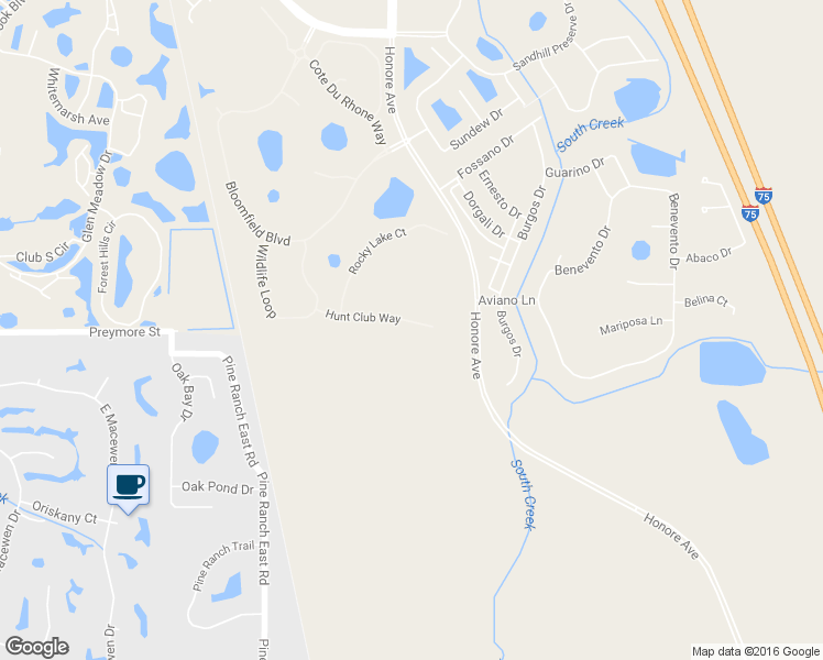 map of restaurants, bars, coffee shops, grocery stores, and more near 5336 Hunt Club Way in Sarasota