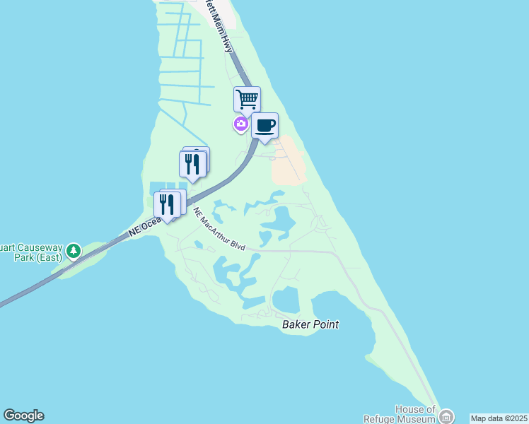 map of restaurants, bars, coffee shops, grocery stores, and more near 5553 Northeast Gulfstream Way in Stuart