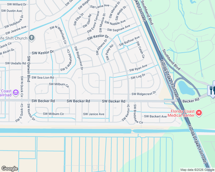 map of restaurants, bars, coffee shops, grocery stores, and more near 4525 Southwest Athena Drive in Port St. Lucie