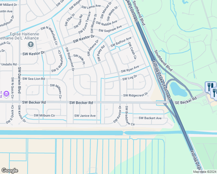 map of restaurants, bars, coffee shops, grocery stores, and more near 415 Southwest Naftal Place in Port St. Lucie