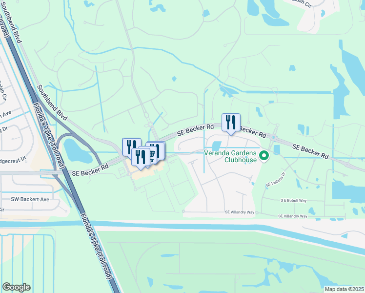 map of restaurants, bars, coffee shops, grocery stores, and more near 440 Southeast Bancroft Court in Port St. Lucie