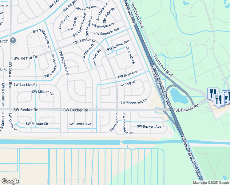 map of restaurants, bars, coffee shops, grocery stores, and more near 286 Southwest Kestor Drive in Port St. Lucie