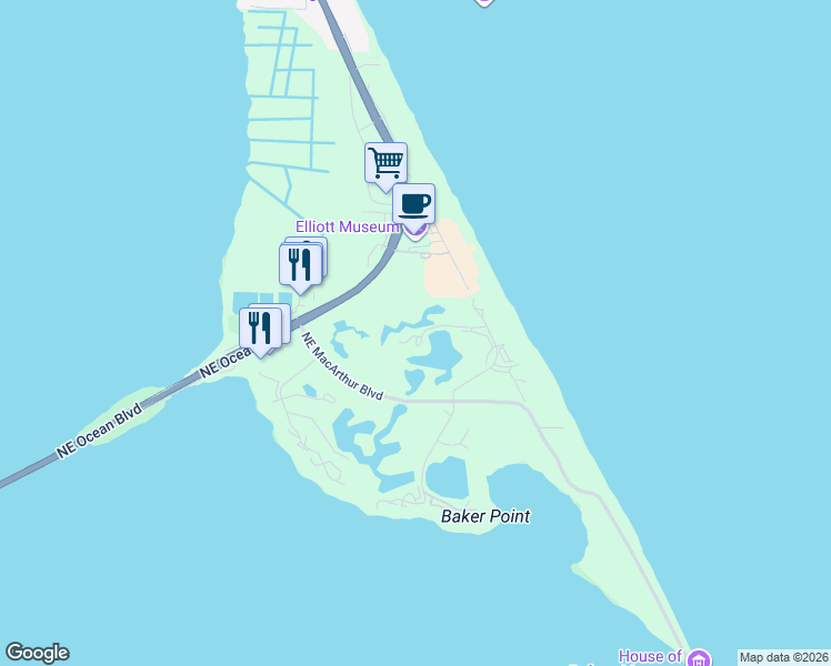map of restaurants, bars, coffee shops, grocery stores, and more near 5525 Northeast Gulfstream Way in Stuart
