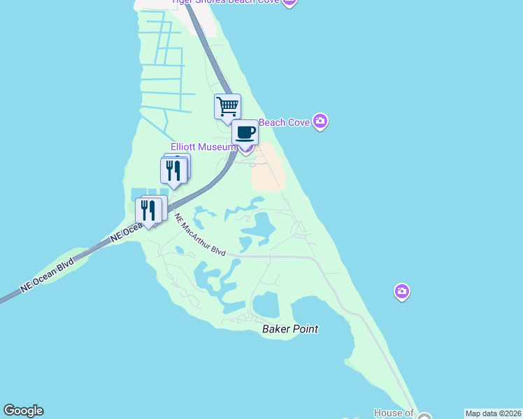 map of restaurants, bars, coffee shops, grocery stores, and more near 5590 Northeast Gulfstream Way in Stuart
