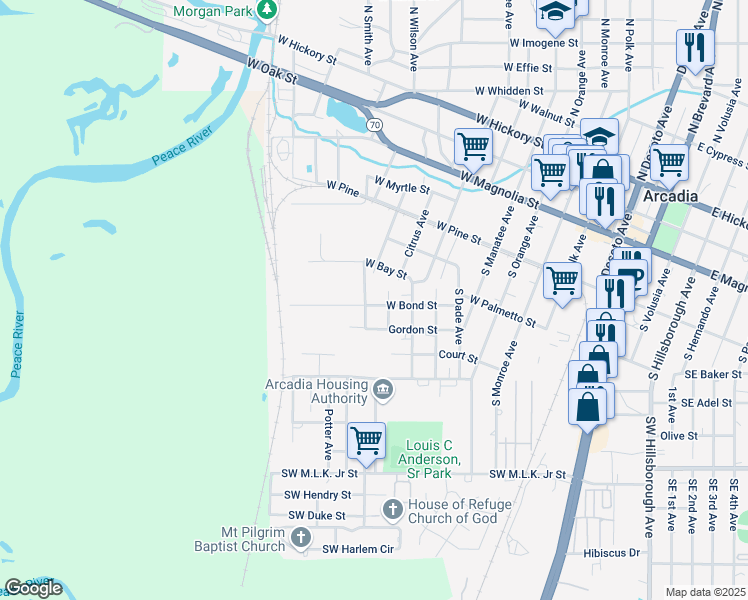 map of restaurants, bars, coffee shops, grocery stores, and more near 510 Spring Avenue in Arcadia