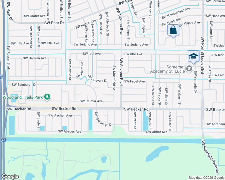 map of restaurants, bars, coffee shops, grocery stores, and more near 1115 Southwest Arc Court in Port St. Lucie