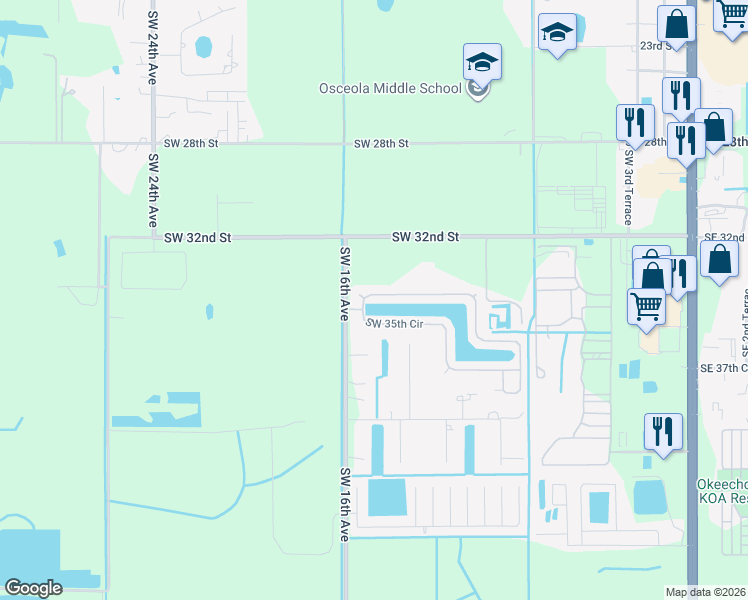 map of restaurants, bars, coffee shops, grocery stores, and more near 504 Northwest 5th Avenue in Okeechobee