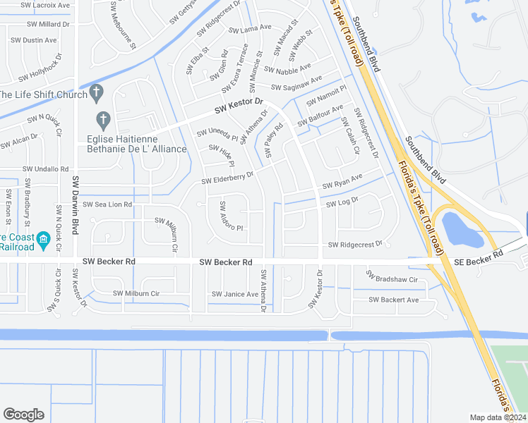 map of restaurants, bars, coffee shops, grocery stores, and more near 200 Southwest Ike Place in Port Saint Lucie