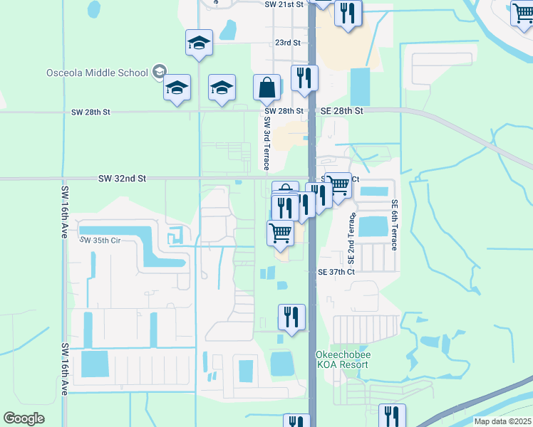 map of restaurants, bars, coffee shops, grocery stores, and more near 300-2188 SW 4th Ave in Okeechobee