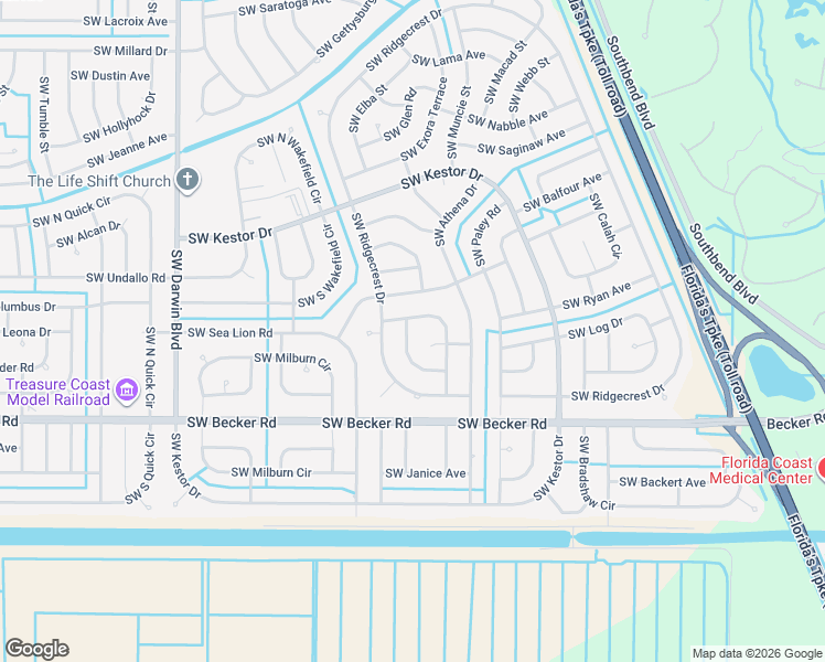 map of restaurants, bars, coffee shops, grocery stores, and more near 181 Southwest Aldoro Place in Port St. Lucie