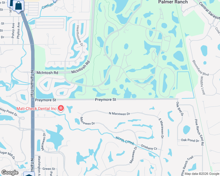 map of restaurants, bars, coffee shops, grocery stores, and more near 9477 Cedar Ridge Lane in Sarasota