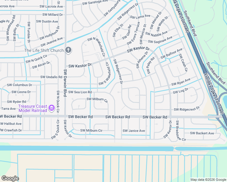 map of restaurants, bars, coffee shops, grocery stores, and more near 152 Southwest Elderberry Drive in Port St. Lucie