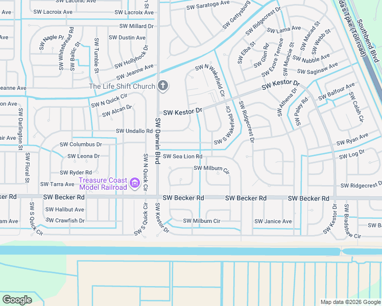 map of restaurants, bars, coffee shops, grocery stores, and more near 171 Southwest Sea Lion Road in Port St. Lucie