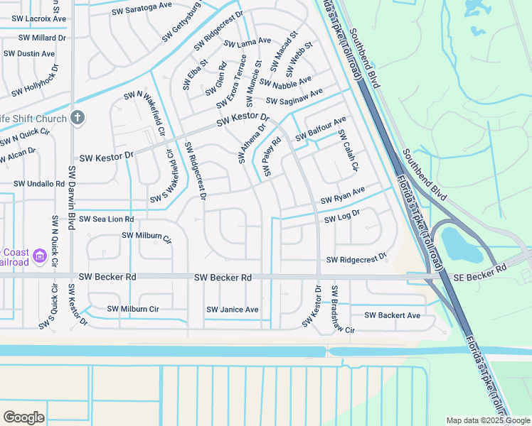 map of restaurants, bars, coffee shops, grocery stores, and more near 4469 Southwest Athena Drive in Port St. Lucie