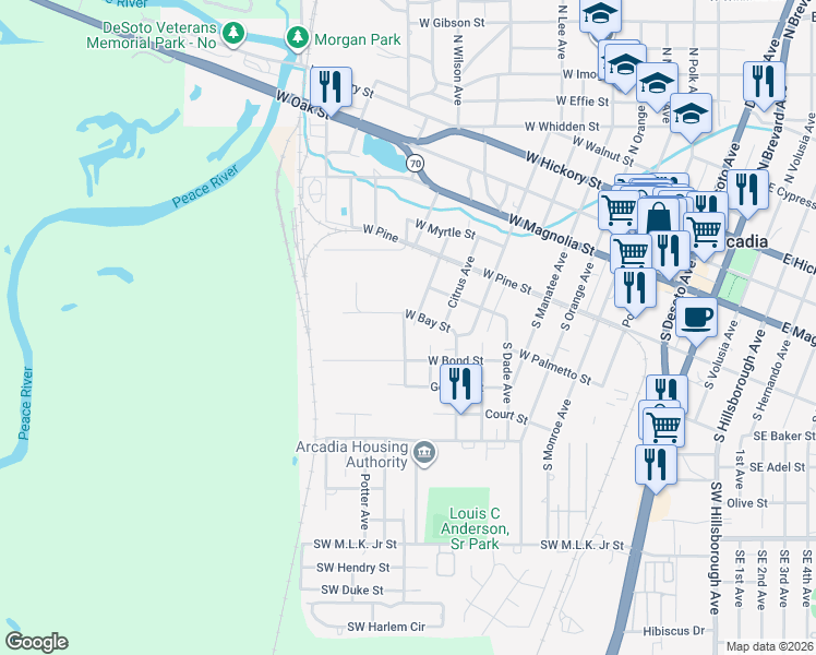 map of restaurants, bars, coffee shops, grocery stores, and more near 412 Singleton Avenue in Arcadia