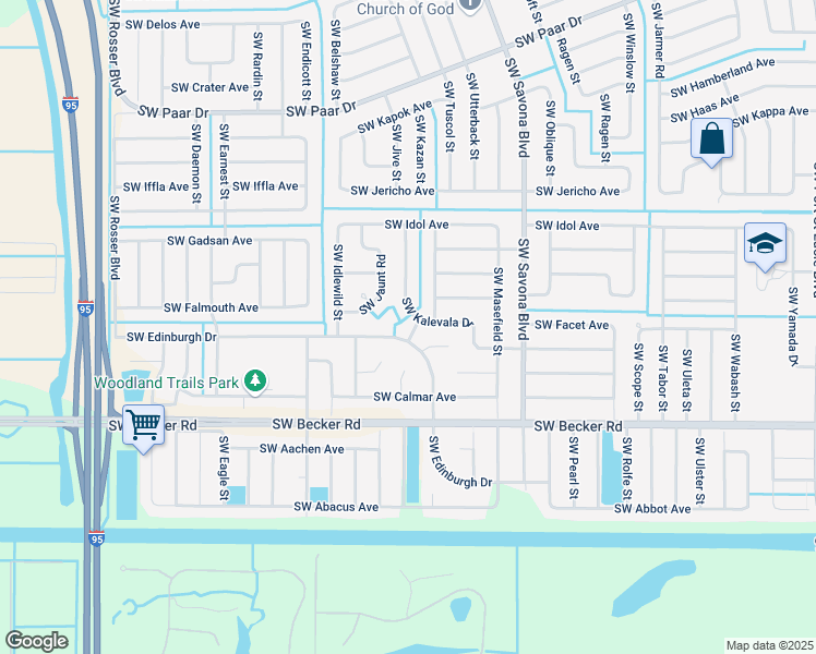 map of restaurants, bars, coffee shops, grocery stores, and more near 1281 Southwest Edinburgh Drive in Port St. Lucie
