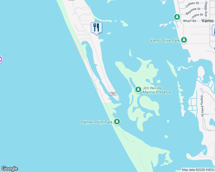 map of restaurants, bars, coffee shops, grocery stores, and more near 9265 Blind Pass Road in Sarasota