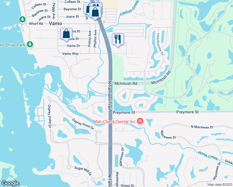 map of restaurants, bars, coffee shops, grocery stores, and more near 4110 Westbourne Circle in Sarasota