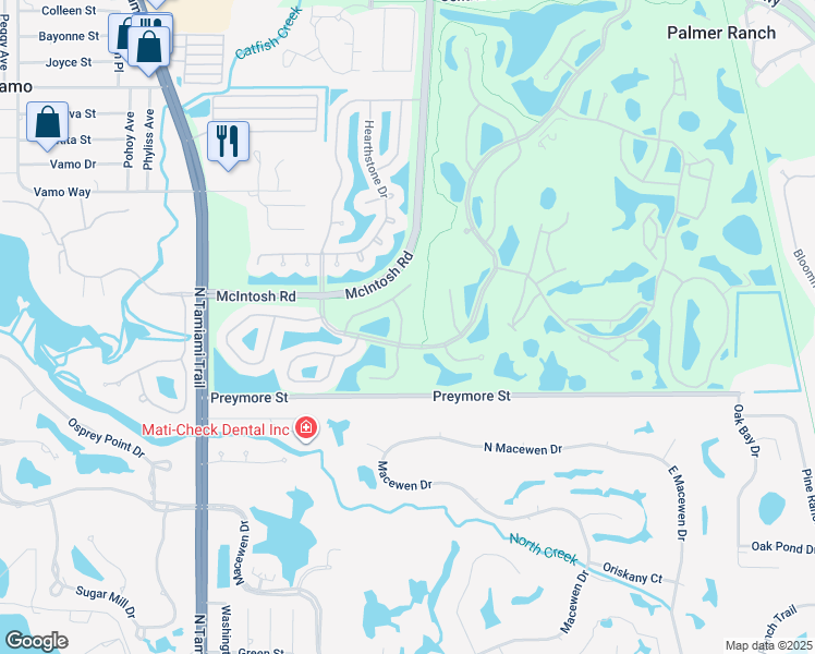 map of restaurants, bars, coffee shops, grocery stores, and more near 9438 Hawksmoor Lane in Sarasota