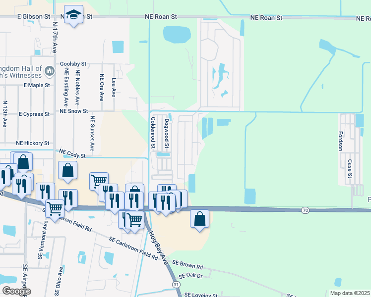 map of restaurants, bars, coffee shops, grocery stores, and more near 2692 Florida 70 in Arcadia