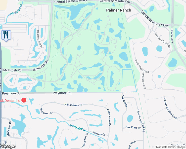 map of restaurants, bars, coffee shops, grocery stores, and more near 9620 Club South Circle in Sarasota
