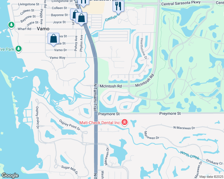 map of restaurants, bars, coffee shops, grocery stores, and more near 4150 Westbourne Circle in Sarasota