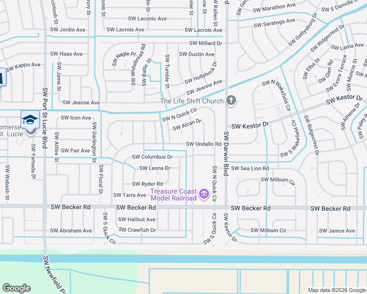 map of restaurants, bars, coffee shops, grocery stores, and more near 371 Southwest Undallo Road in Port St. Lucie