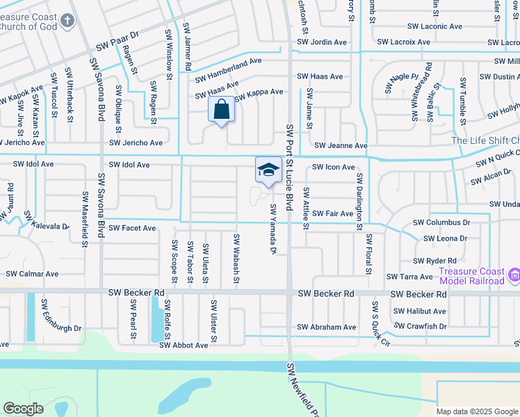 map of restaurants, bars, coffee shops, grocery stores, and more near 4402 Southwest Yamada Drive in Port St. Lucie
