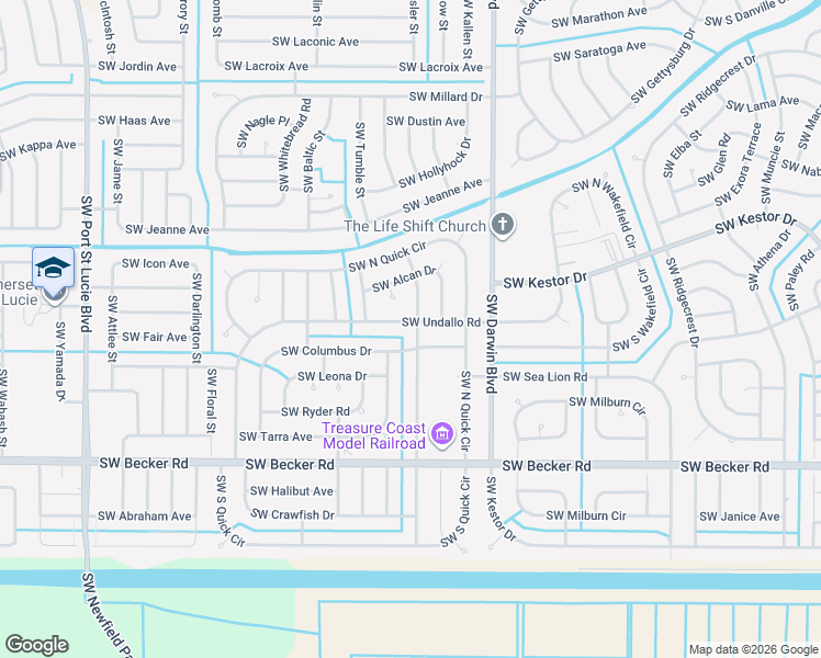 map of restaurants, bars, coffee shops, grocery stores, and more near 371 Southwest Undallo Road in Port St. Lucie