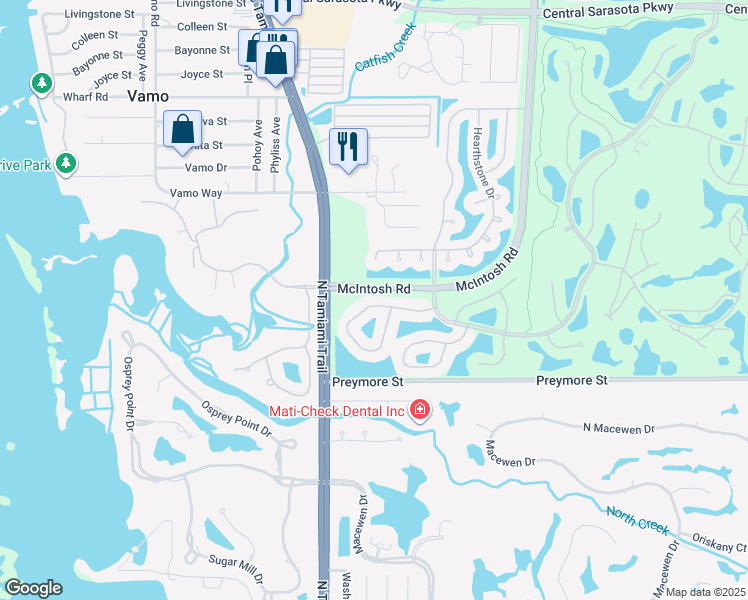 map of restaurants, bars, coffee shops, grocery stores, and more near 4150 Westbourne Circle in Sarasota