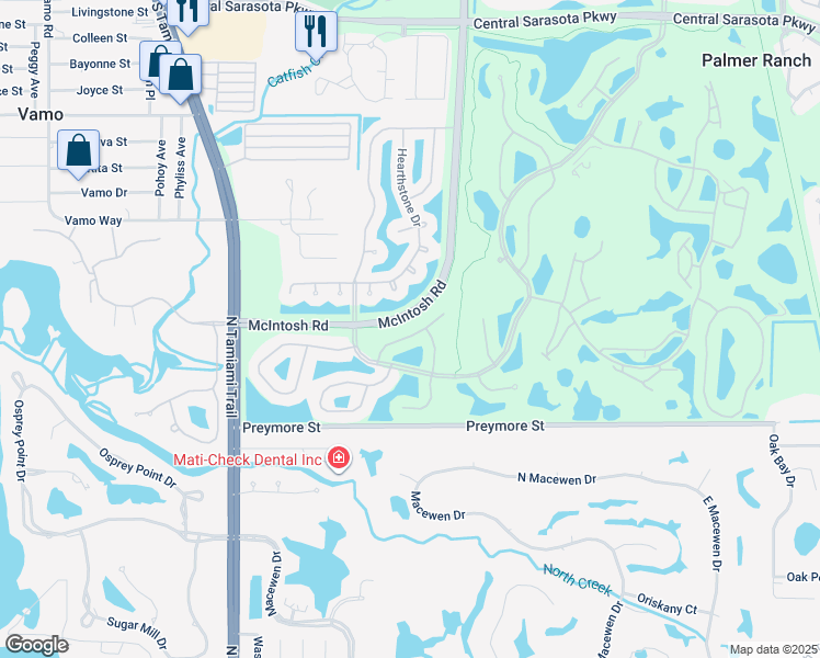 map of restaurants, bars, coffee shops, grocery stores, and more near 4264 Balmoral Way in Sarasota