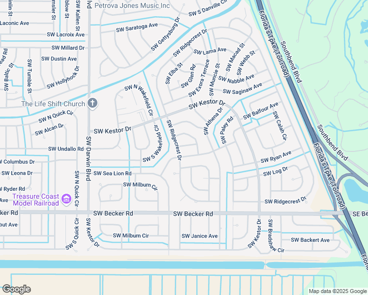 map of restaurants, bars, coffee shops, grocery stores, and more near 212 Southwest Yager Place in Port Saint Lucie