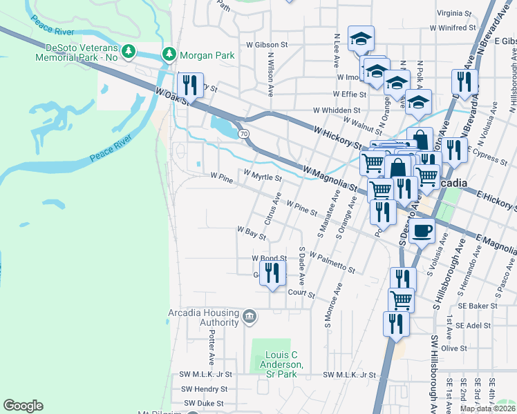 map of restaurants, bars, coffee shops, grocery stores, and more near 230 Citrus Ave in Arcadia
