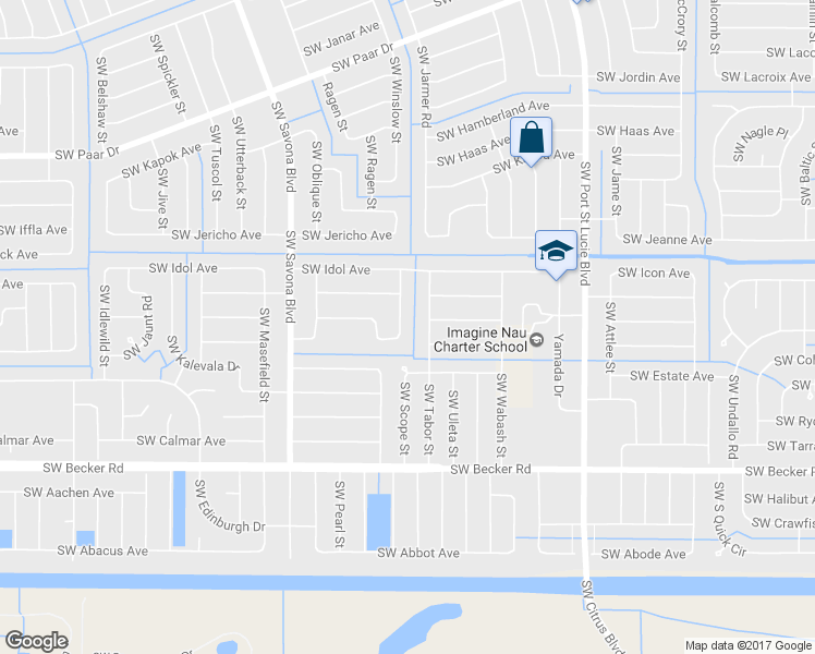 map of restaurants, bars, coffee shops, grocery stores, and more near 4397 Southwest Gagnon Road in Port St. Lucie