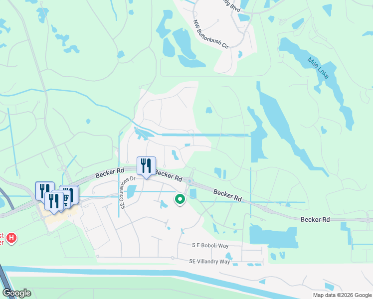 map of restaurants, bars, coffee shops, grocery stores, and more near 726 Southeast Woodbine Rd in Port St. Lucie
